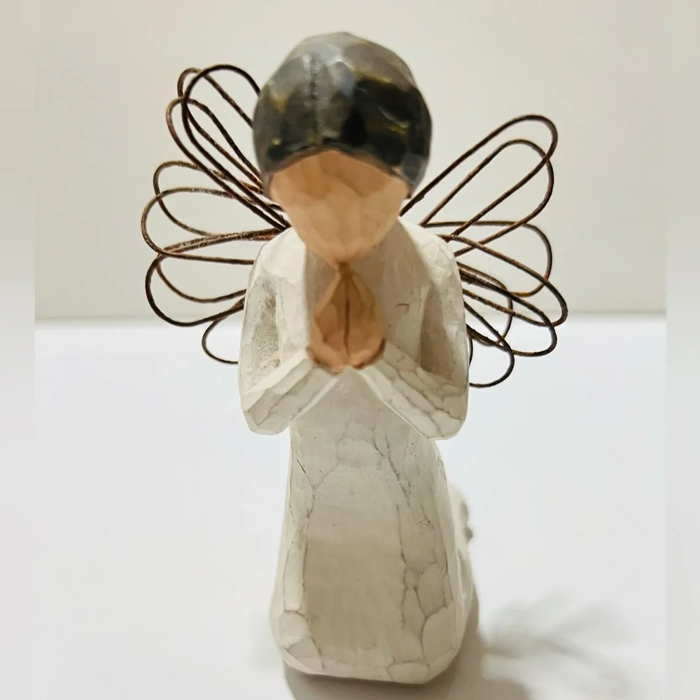 Willow Tree Figurines (2) Angels of Prayers 1999 and 2002 Metal Wings